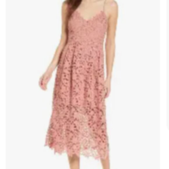 ASTR The Label JOYCE Crochet Lace Midi Dress BLUSH Pink Corset Strappy Back XS - Picture 1 of 11